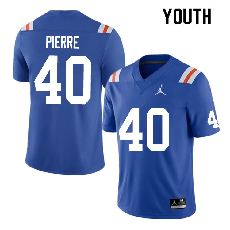 NCAA Florida Gators Jesiah Pierre Youth #40 Nike Blue Throwback Stitched Authentic College Football Jersey CAK6064GI